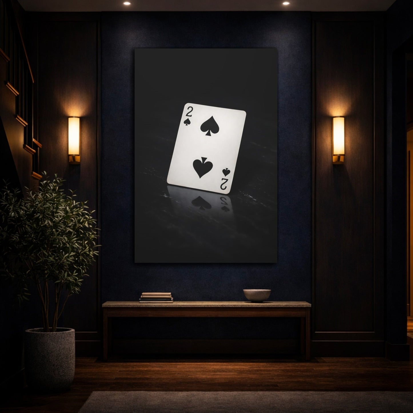 Vintage Two Of Spades Black And White - Canvas Wall Art Print - YesArtYes