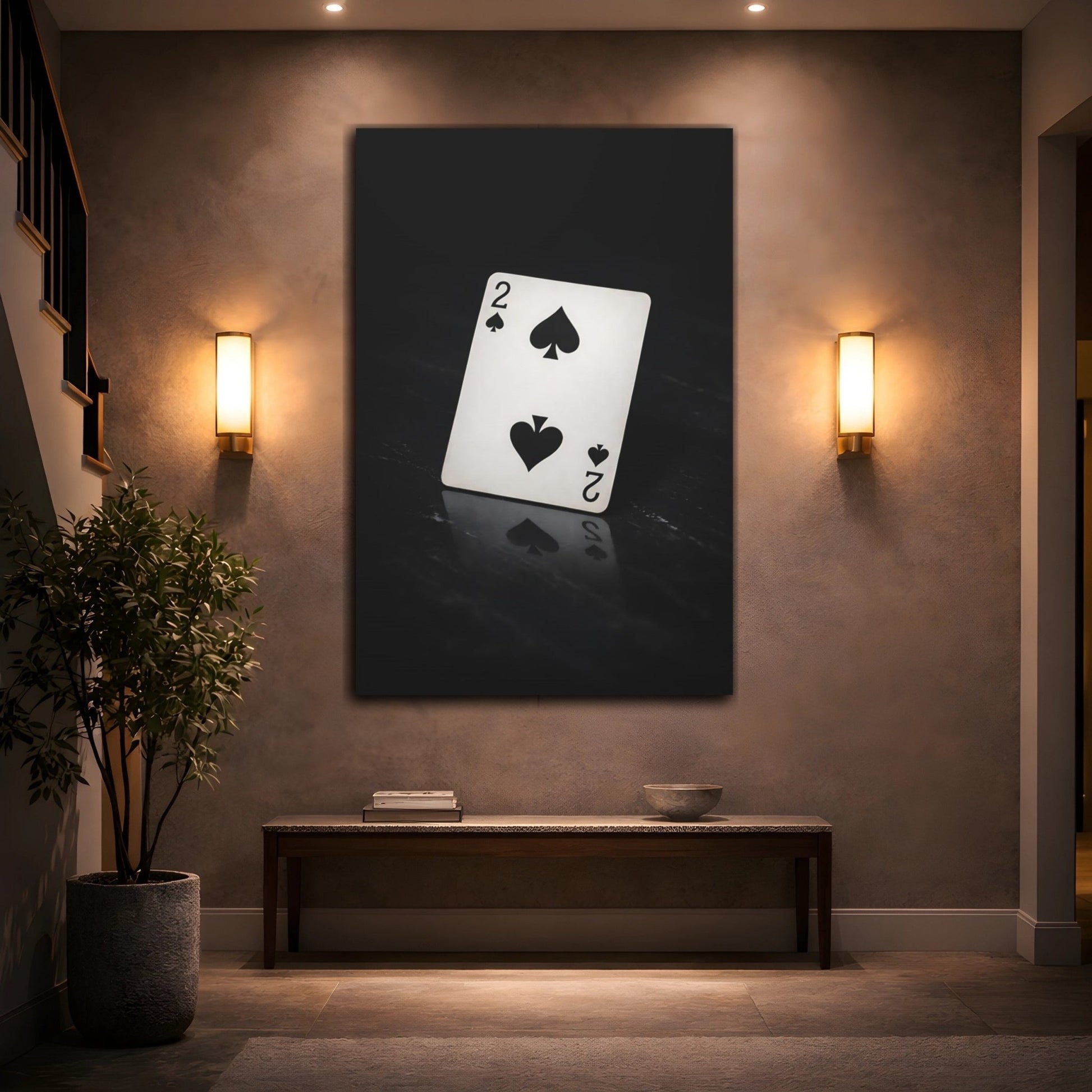 Vintage Two Of Spades Black And White - Canvas Wall Art Print - YesArtYes
