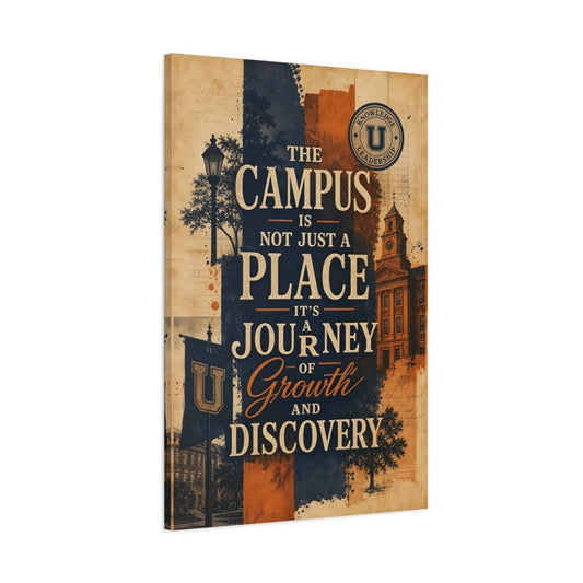 Vintage University Campus Blue Orange Canvas Print – Office, Workspace Wall - YesArtYes