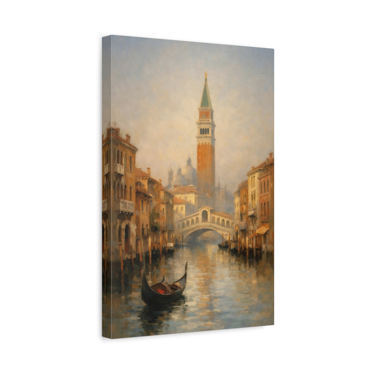 Side Mockup 4. Vintage Venice Canal Venice Cityscape shown as stretched canvas wall art