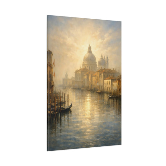 Main Mockup. Vintage Venice Canal Golden Venice shown as stretched canvas wall art