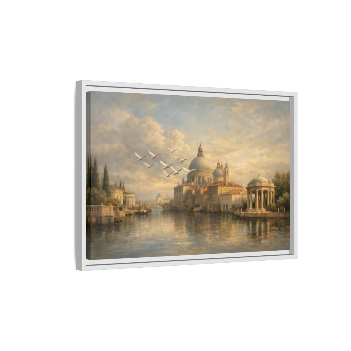 Side Mockup 1. Vintage Venice Cityscape Venice Cityscape shown as stretched canvas wall art