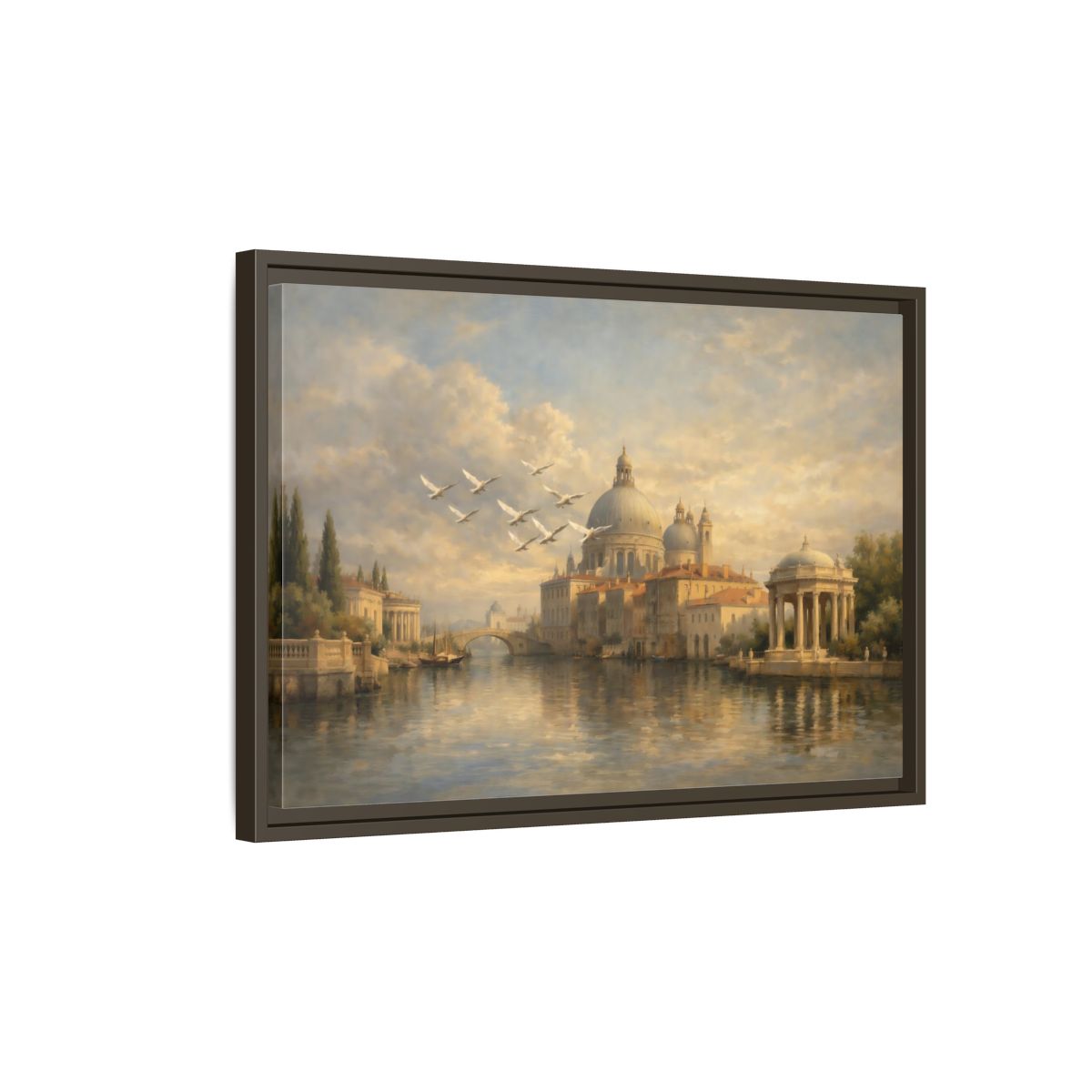 Side Mockup 2. Vintage Venice Cityscape Venice Cityscape shown as stretched canvas wall art
