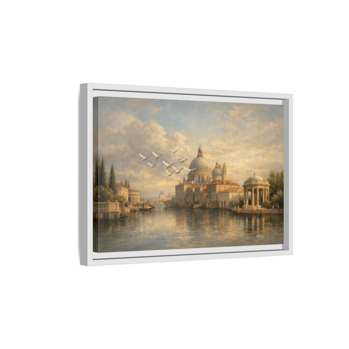 Side Mockup 4. Vintage Venice Cityscape Venice Cityscape shown as stretched canvas wall art