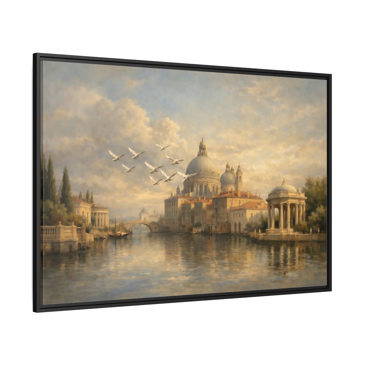 Side Mockup 12. Vintage Venice Cityscape Venice Cityscape shown as stretched canvas wall art