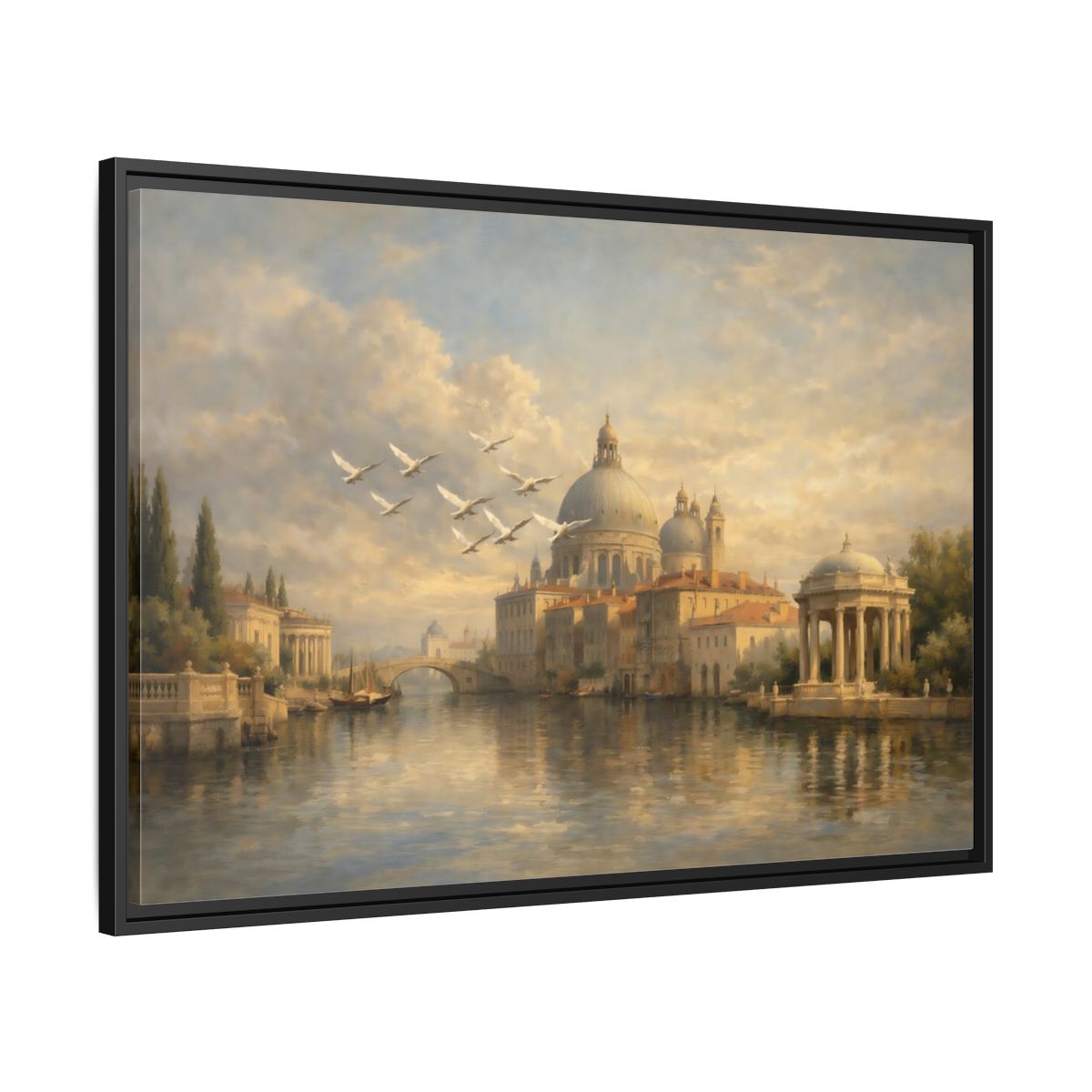 Side Mockup 13. Vintage Venice Cityscape Venice Cityscape shown as stretched canvas wall art