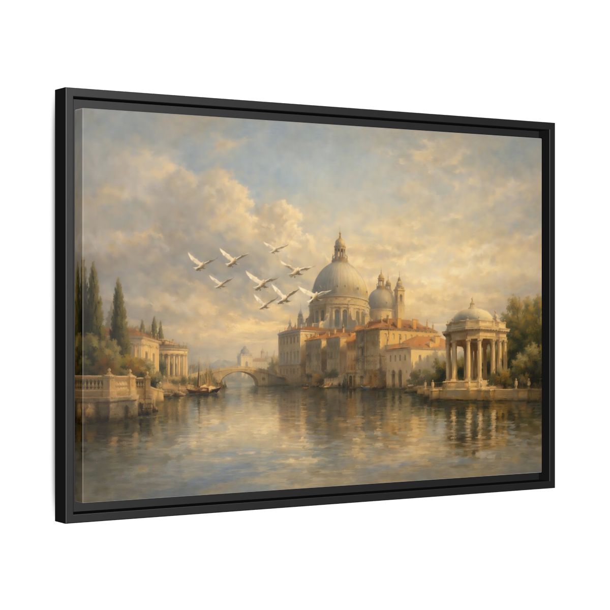 Side Mockup 14. Vintage Venice Cityscape Venice Cityscape shown as stretched canvas wall art