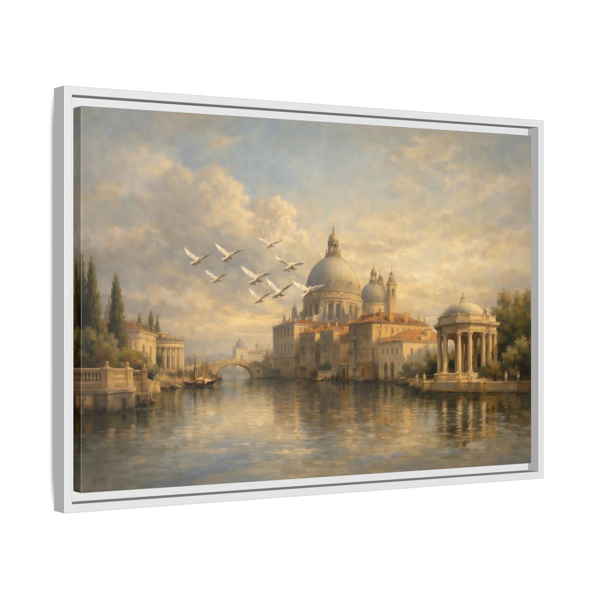 Side Mockup 10. Vintage Venice Cityscape Venice Cityscape shown as stretched canvas wall art