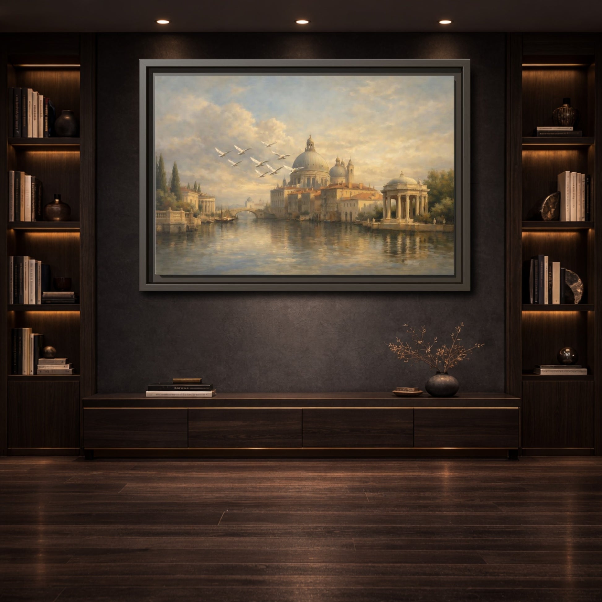 Mockup 3. Vintage Venice Cityscape Venice Cityscape shown as stretched canvas wall art