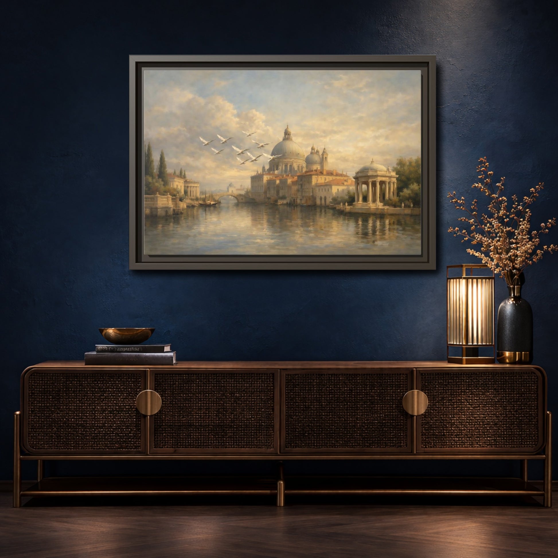 Mockup 4. Vintage Venice Cityscape Venice Cityscape shown as stretched canvas wall art