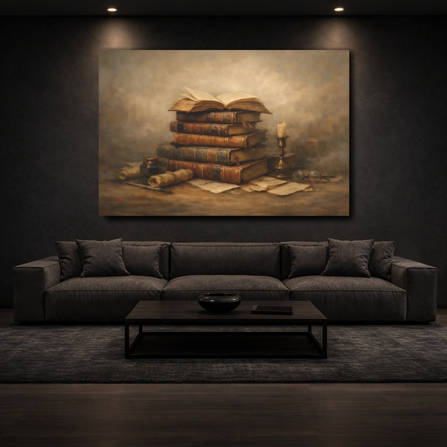 Mockup 2. Vintage Vintage Books Vintage Books shown as stretched canvas wall art