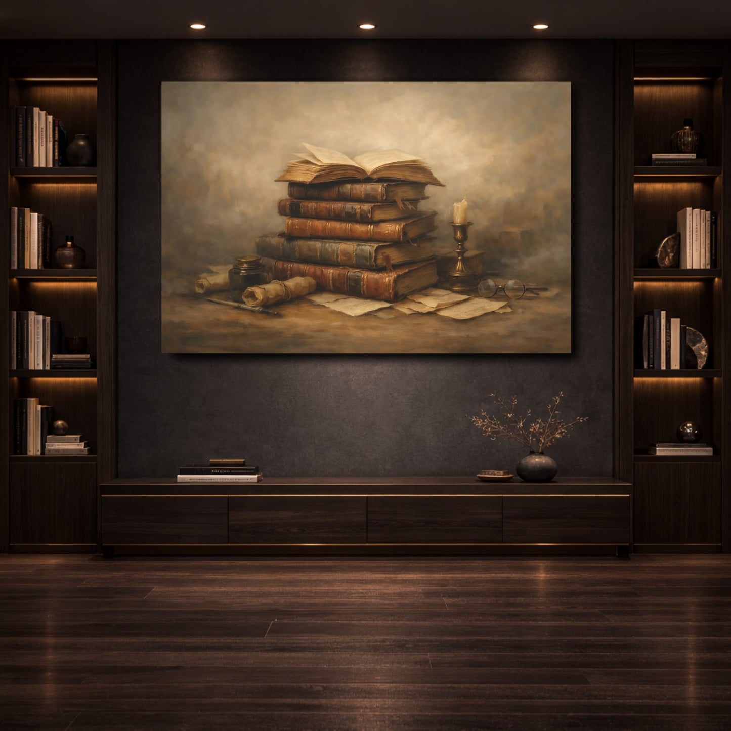Mockup 3. Vintage Vintage Books Vintage Books shown as stretched canvas wall art