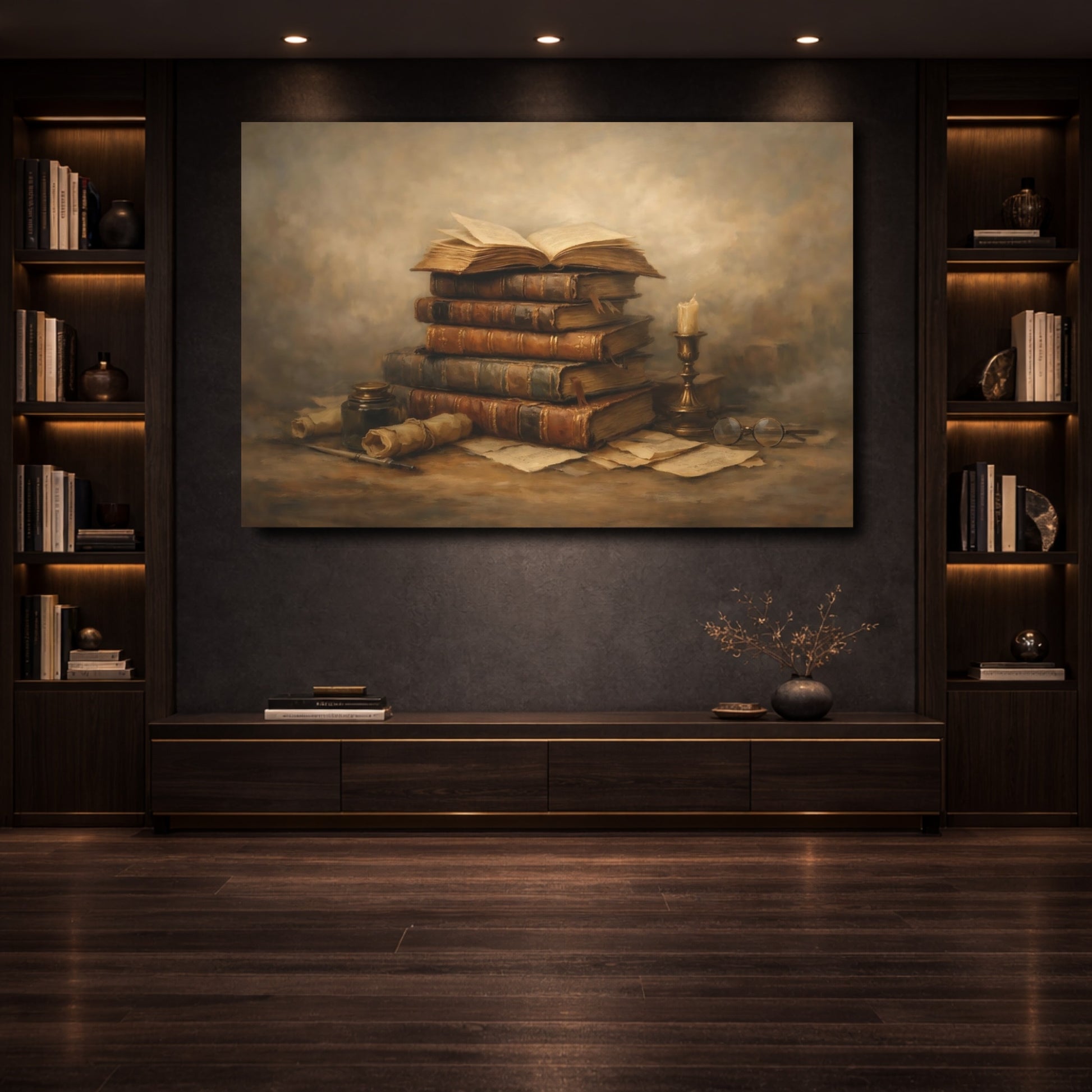 Mockup 3. Vintage Vintage Books Vintage Books shown as stretched canvas wall art