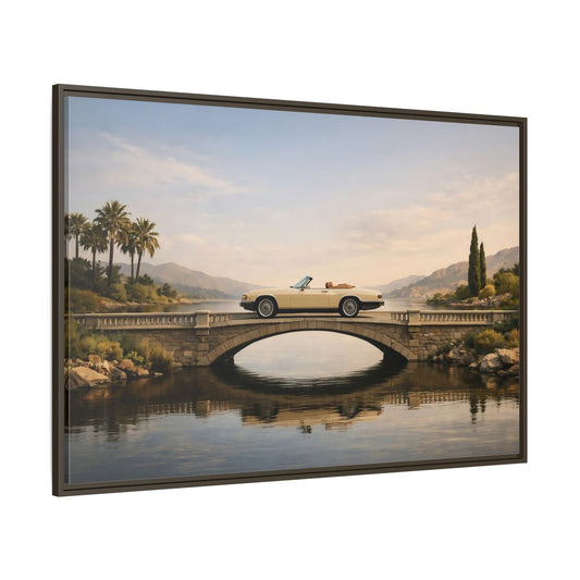 Main Mockup. Vintage Vintage Car Vintage Car Lake shown as stretched canvas wall art