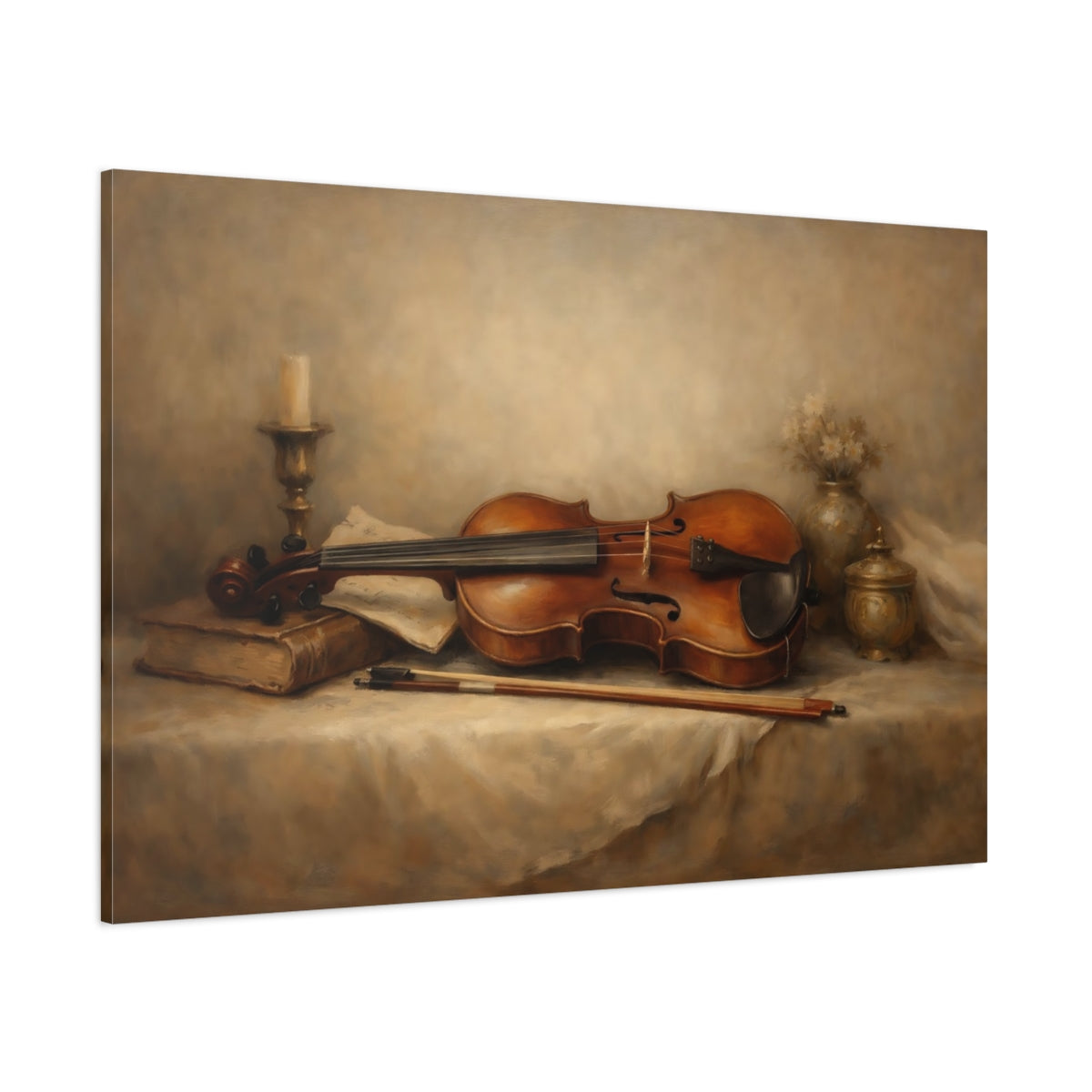 Main Mockup. Vintage Violin Brown Violin shown as stretched canvas wall art