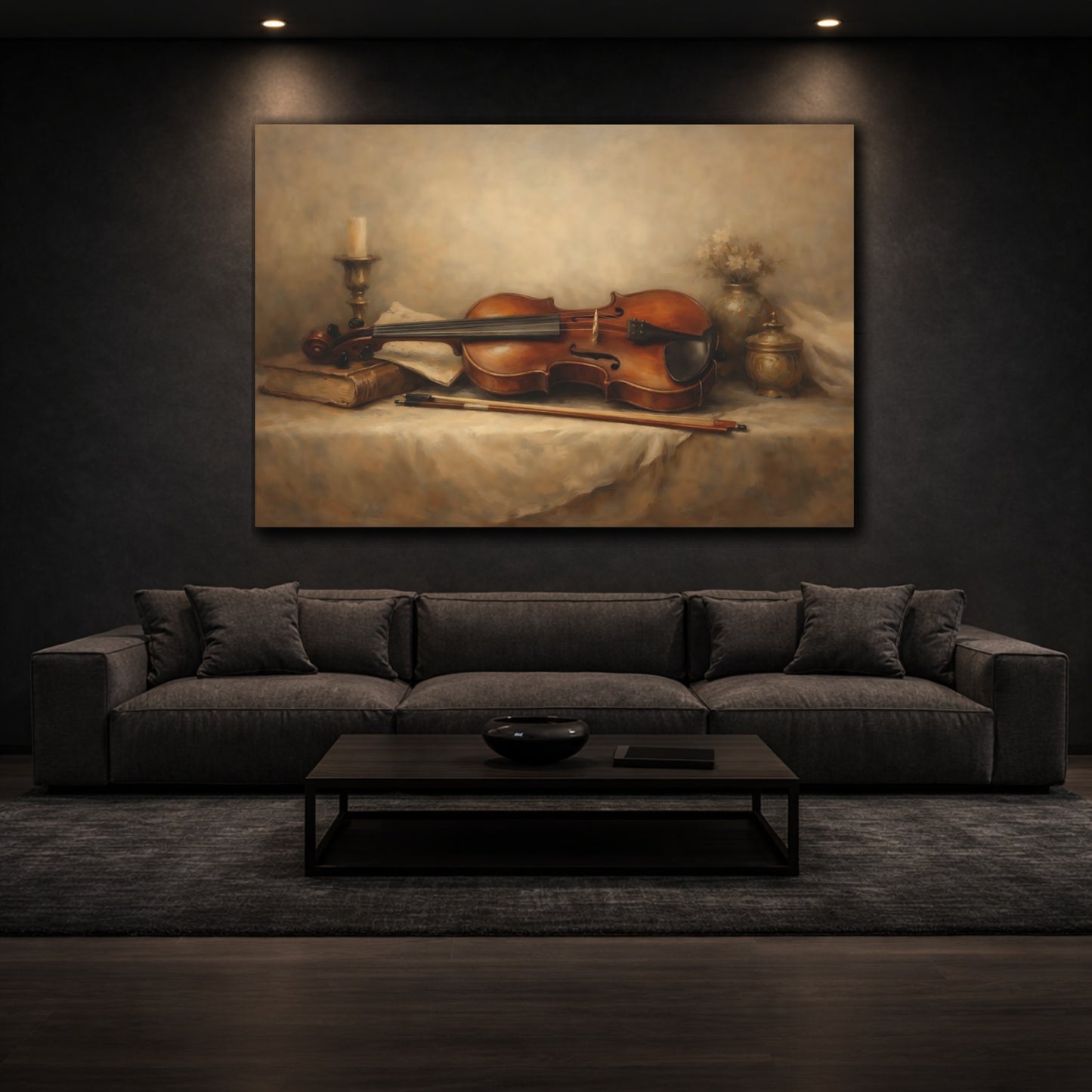 Mockup 2. Vintage Violin Brown Violin shown as stretched canvas wall art