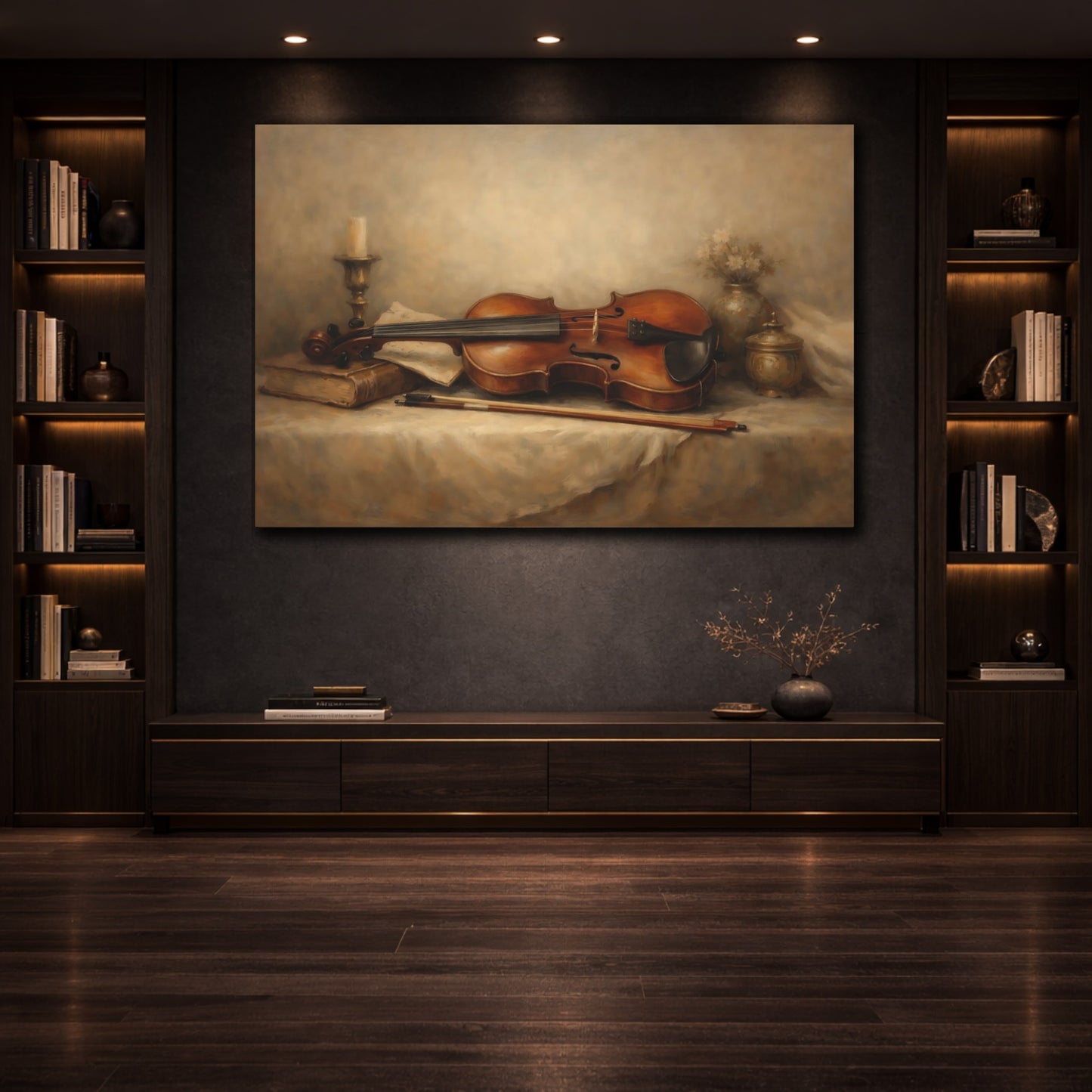 Mockup 3. Vintage Violin Brown Violin shown as stretched canvas wall art