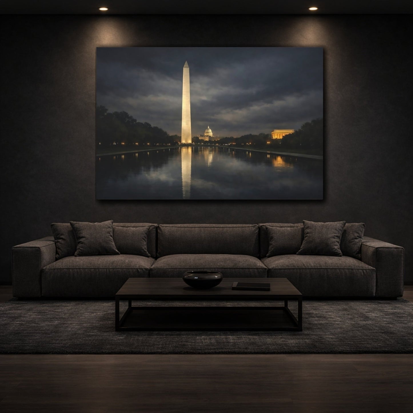 Vintage Washington Monument Night - Canvas Wall Art Print - YesArtYes