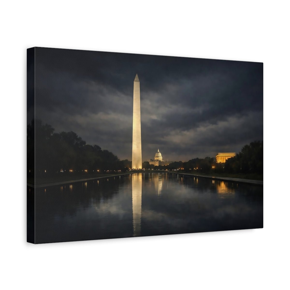 Vintage Washington Monument Night - Canvas Wall Art Print - YesArtYes
