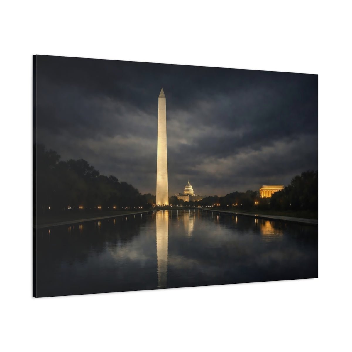 Vintage Washington Monument Night - Canvas Wall Art Print - YesArtYes