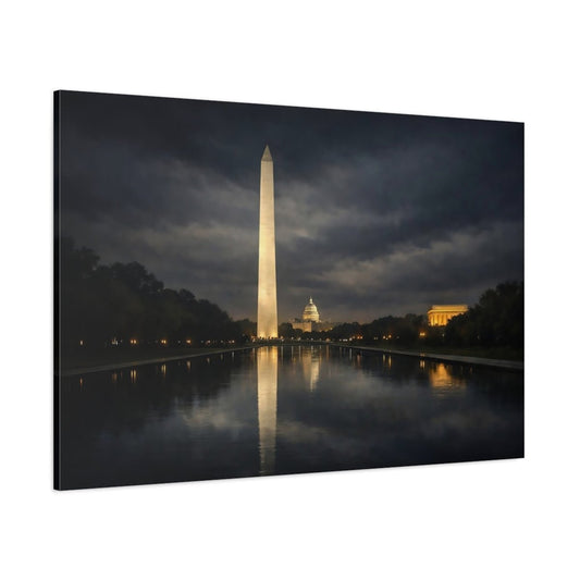 Vintage Washington Monument Night - Canvas Wall Art Print - YesArtYes