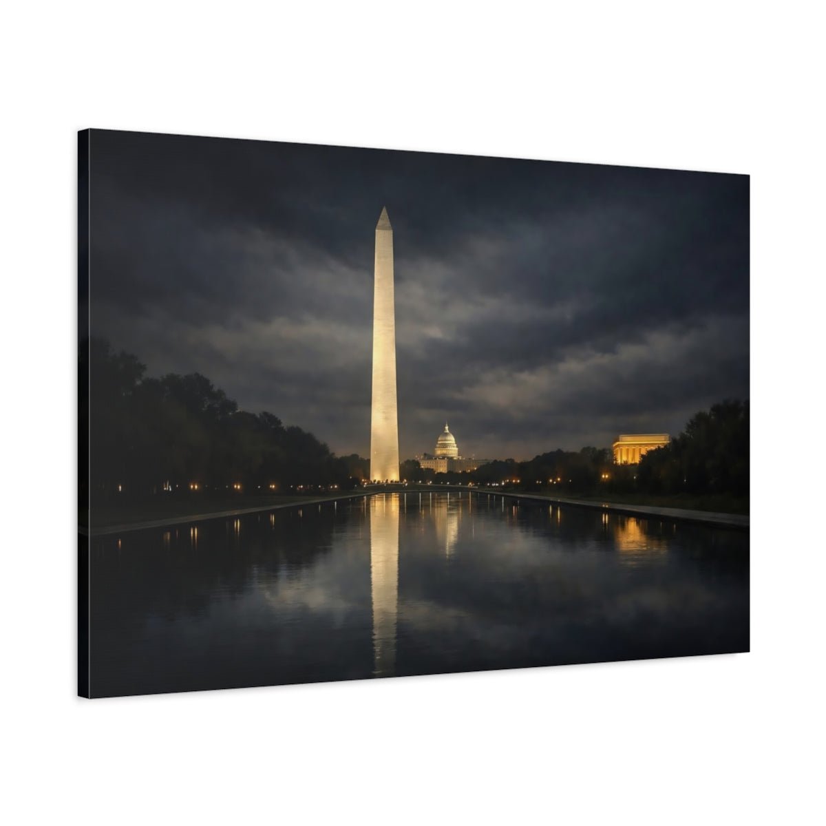 Vintage Washington Monument Night - Canvas Wall Art Print - YesArtYes