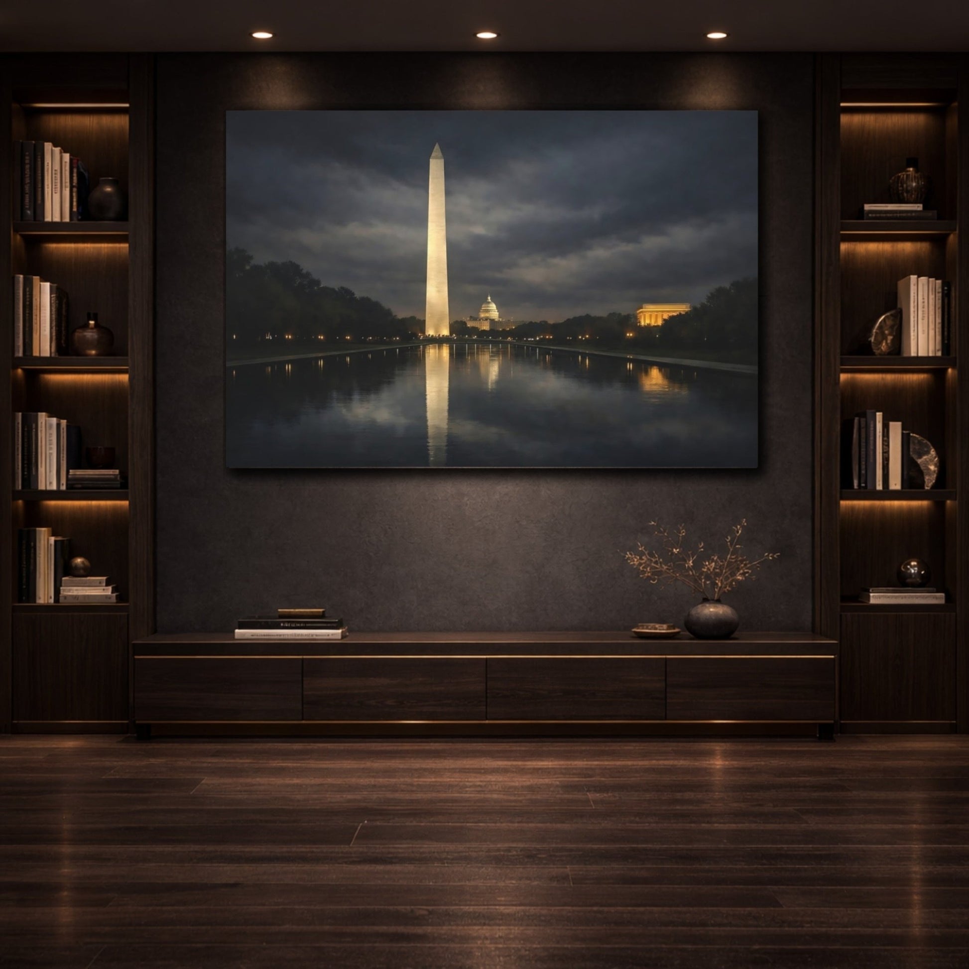 Vintage Washington Monument Night - Canvas Wall Art Print - YesArtYes