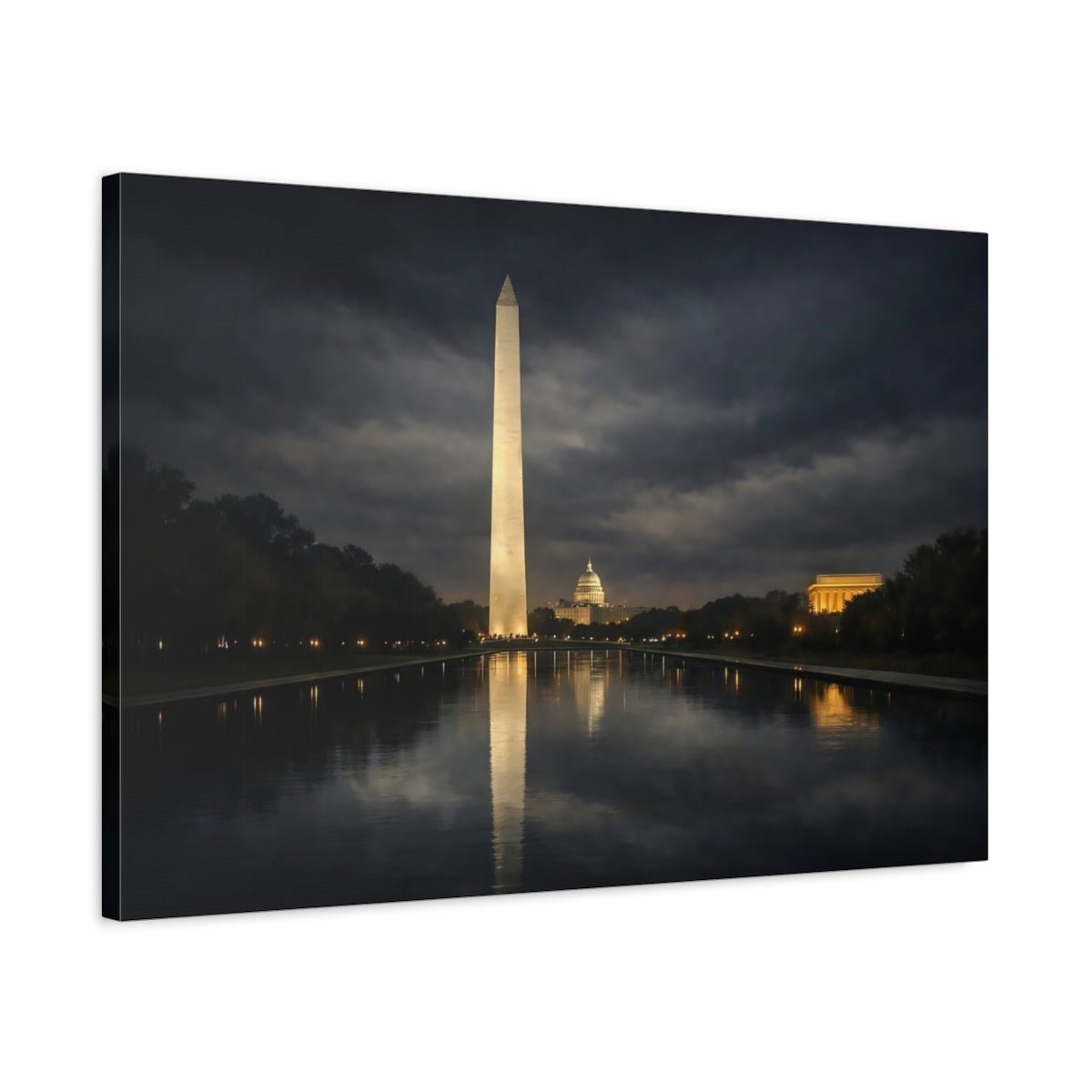 Vintage Washington Monument Night - Canvas Wall Art Print - YesArtYes