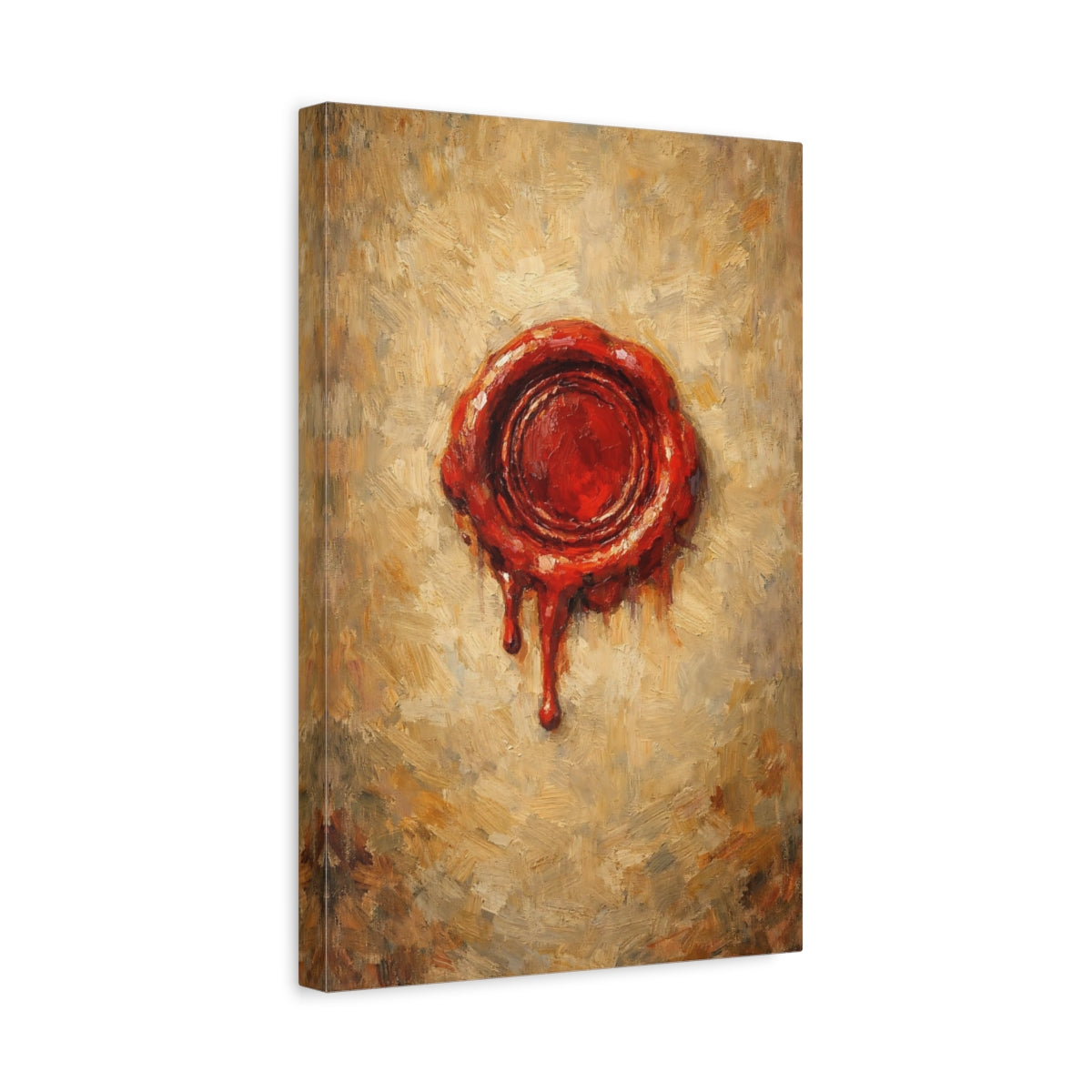 Side Mockup 4. Vintage Wax Seal Red Wax Seal shown as stretched canvas wall art