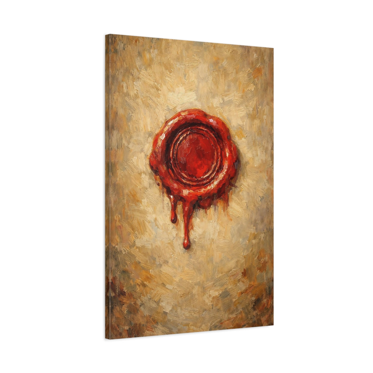 Side Mockup 1. Vintage Wax Seal Red Wax Seal shown as stretched canvas wall art