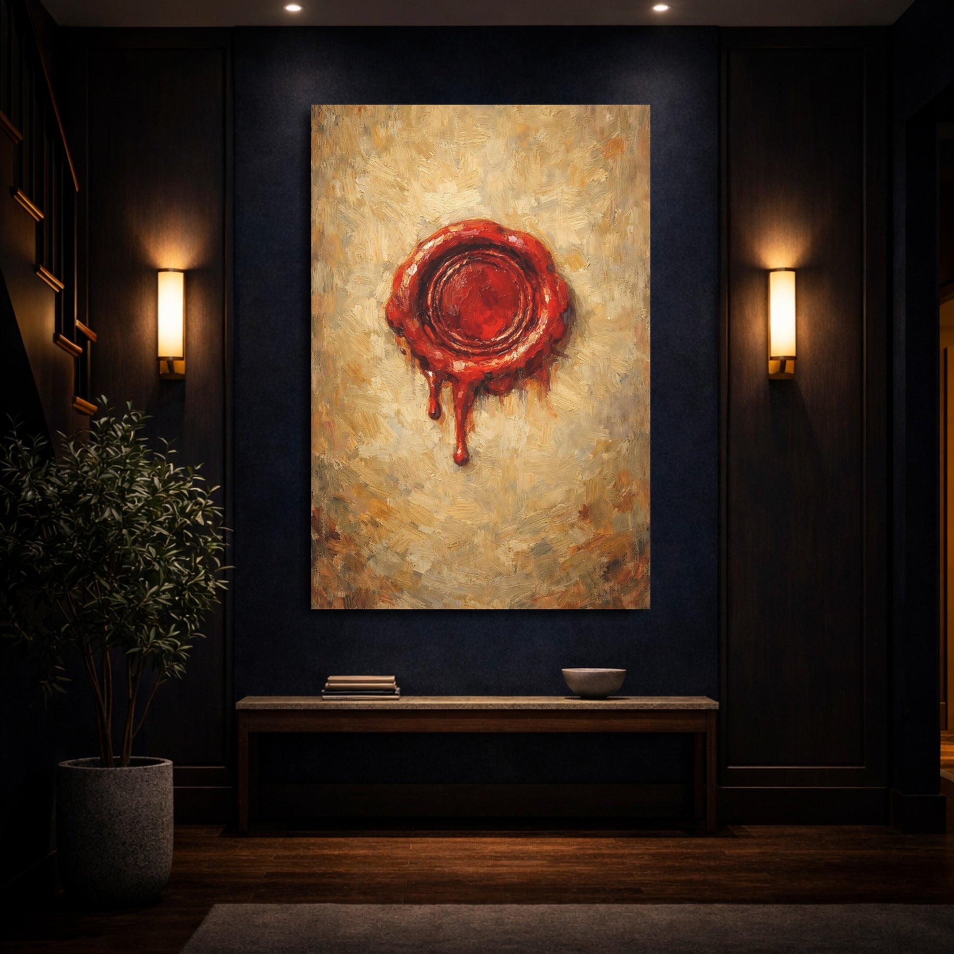 Mockup 3. Vintage Wax Seal Red Wax Seal shown as stretched canvas wall art