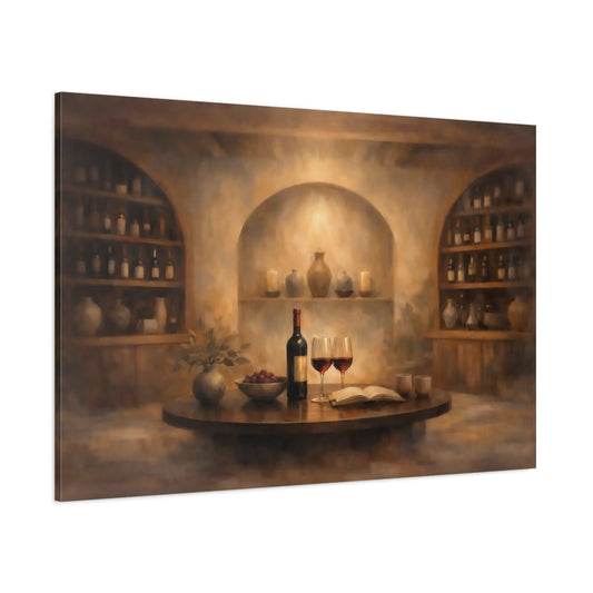Vintage Wine Bottle Brown And Gold - Canvas Wall Art Print - YesArtYes