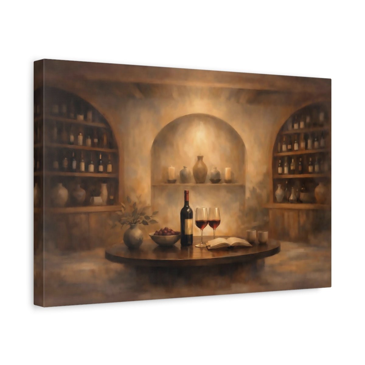 Vintage Wine Bottle Brown And Gold - Canvas Wall Art Print - YesArtYes