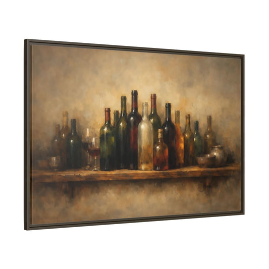 Main Mockup. Vintage Wine Bottles Rustic Bottles shown as stretched canvas wall art
