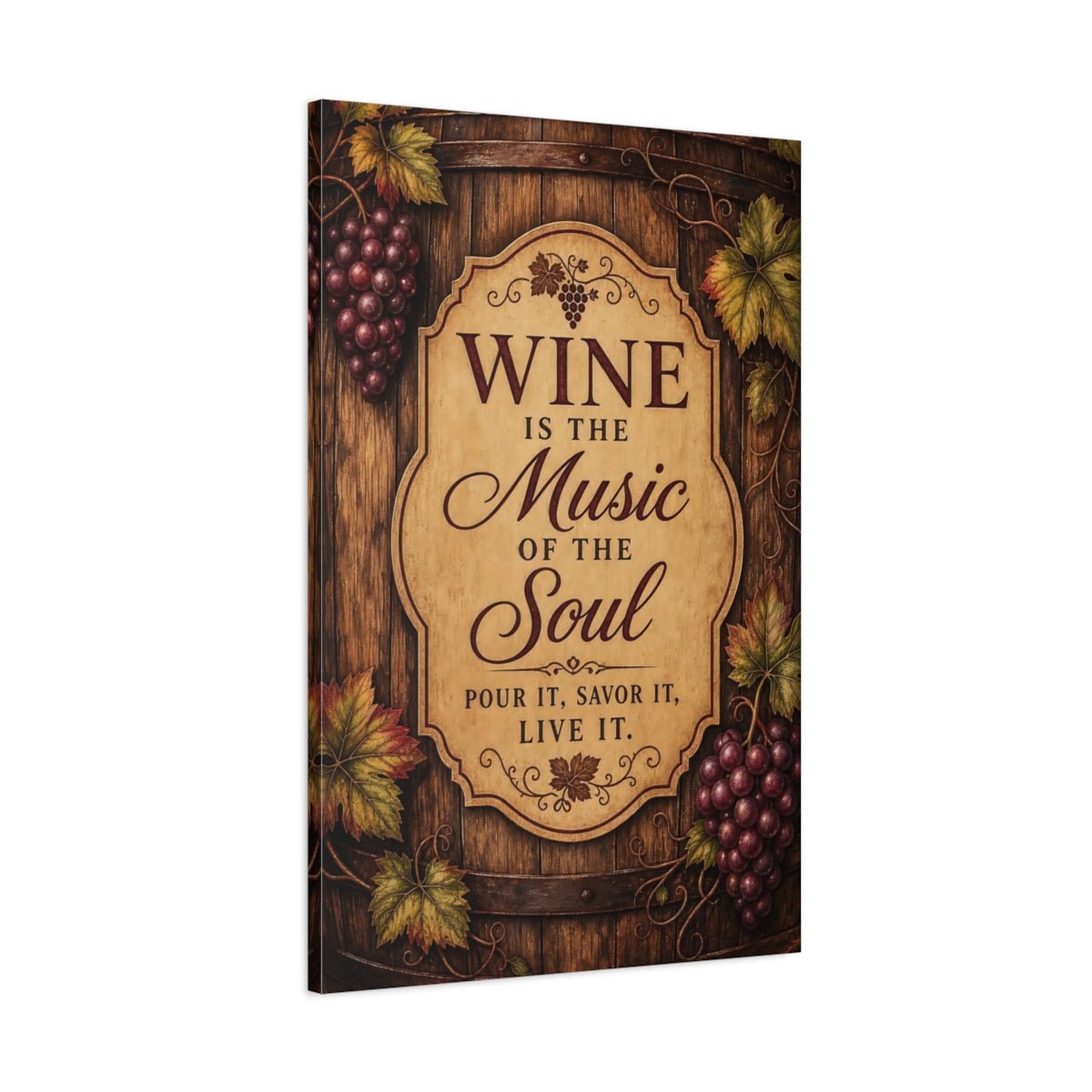 Vintage Wine Quote Brown And Red Canvas Print – Kitchen, Feature Wall - YesArtYes