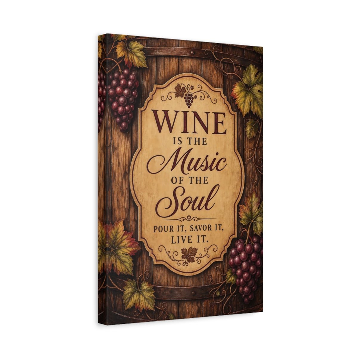 Vintage Wine Quote Brown And Red Canvas Print – Kitchen, Feature Wall - YesArtYes