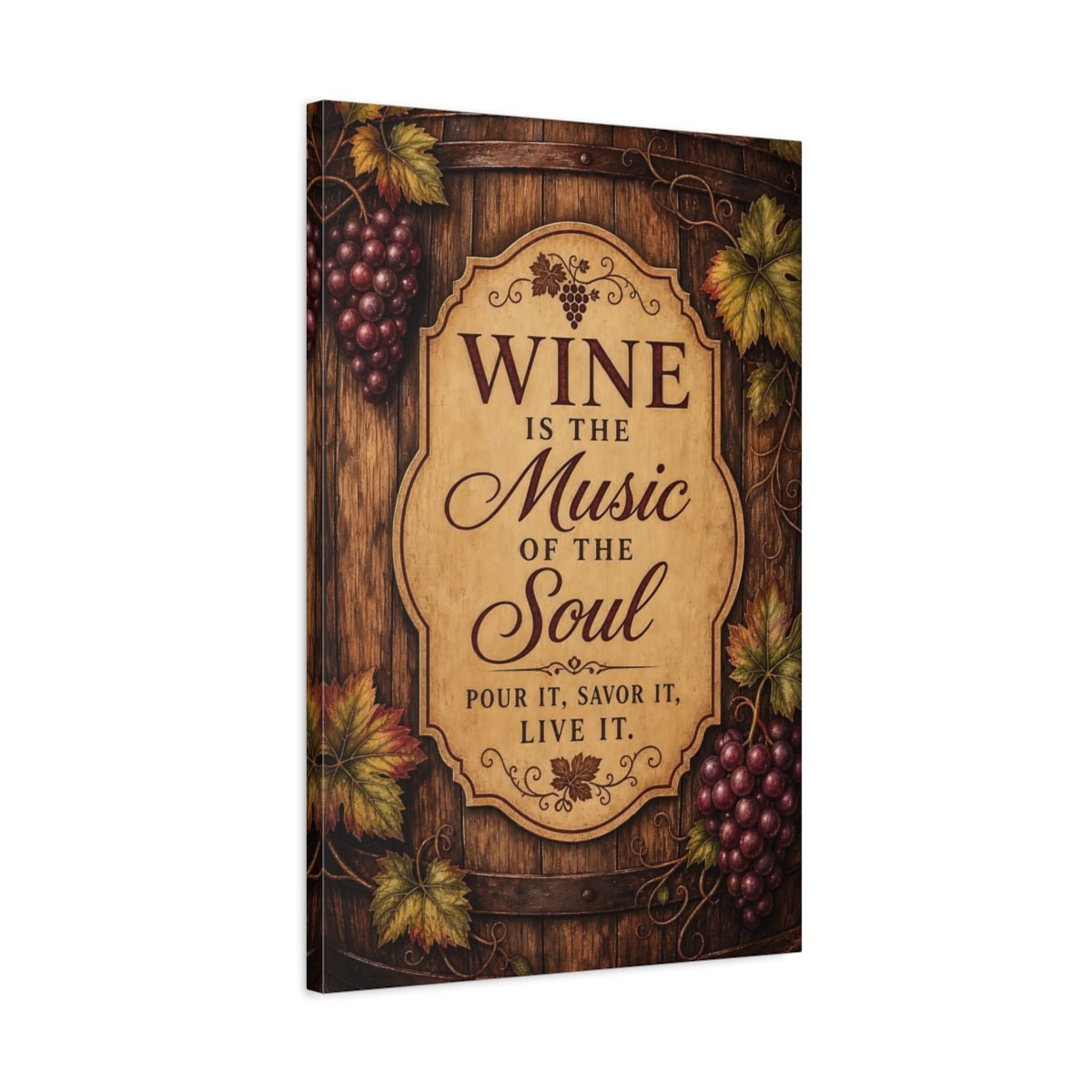 Vintage Wine Quote Brown And Red Canvas Print – Kitchen, Feature Wall - YesArtYes