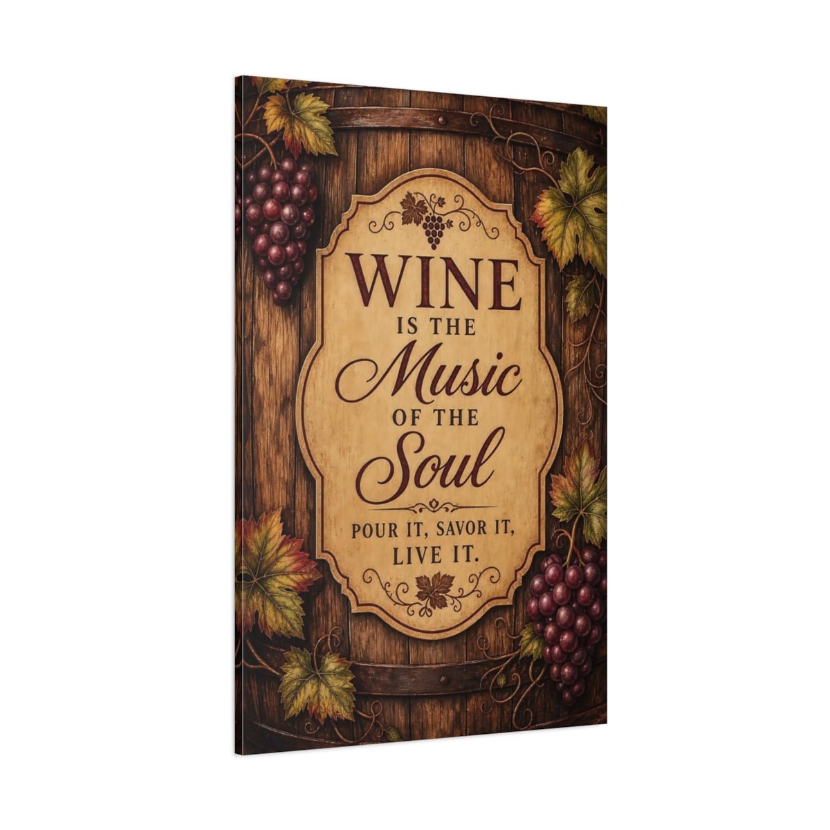Vintage Wine Quote Brown And Red Canvas Print – Kitchen, Feature Wall - YesArtYes
