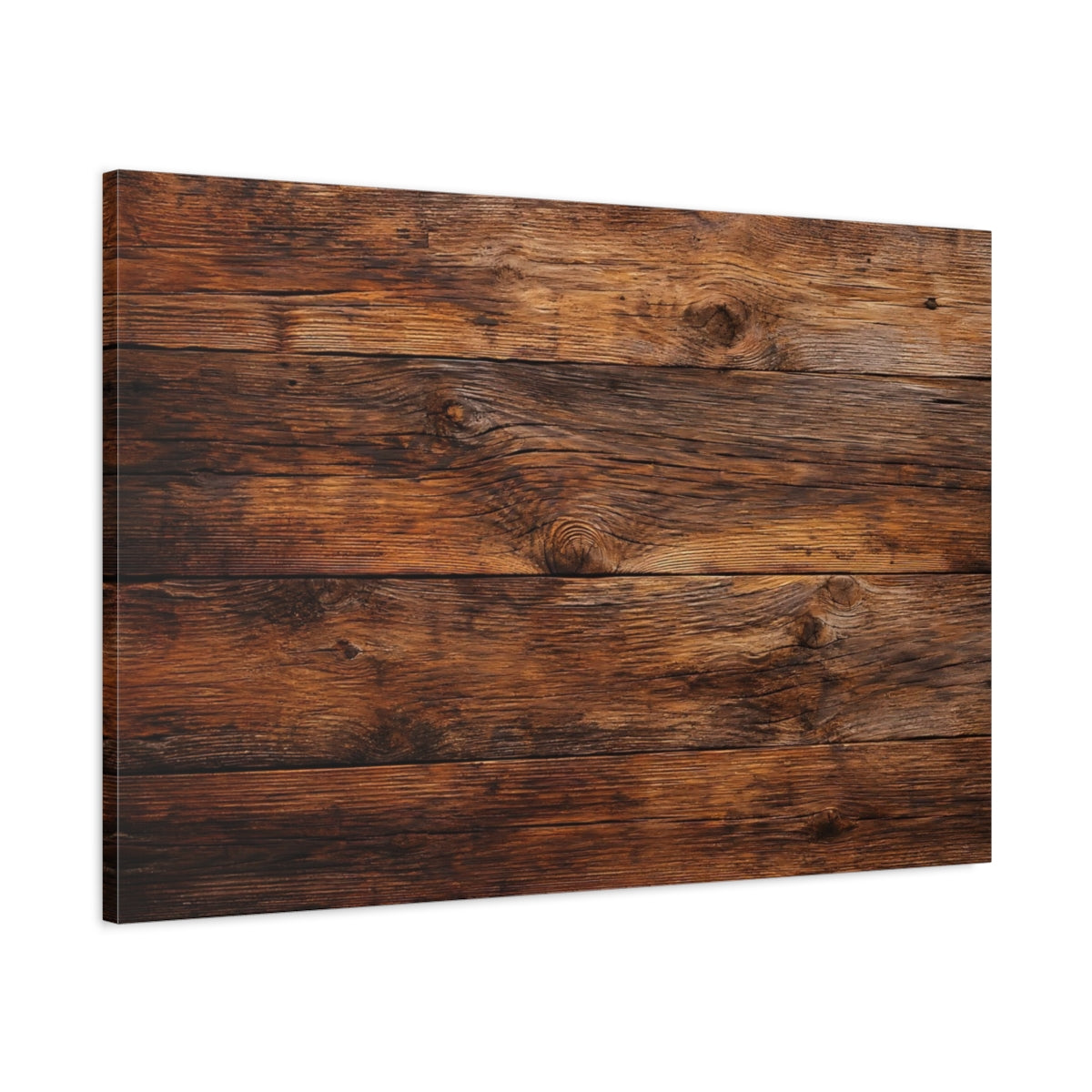 Main Mockup. Vintage Wooden Planks Brown Wood shown as stretched canvas wall art