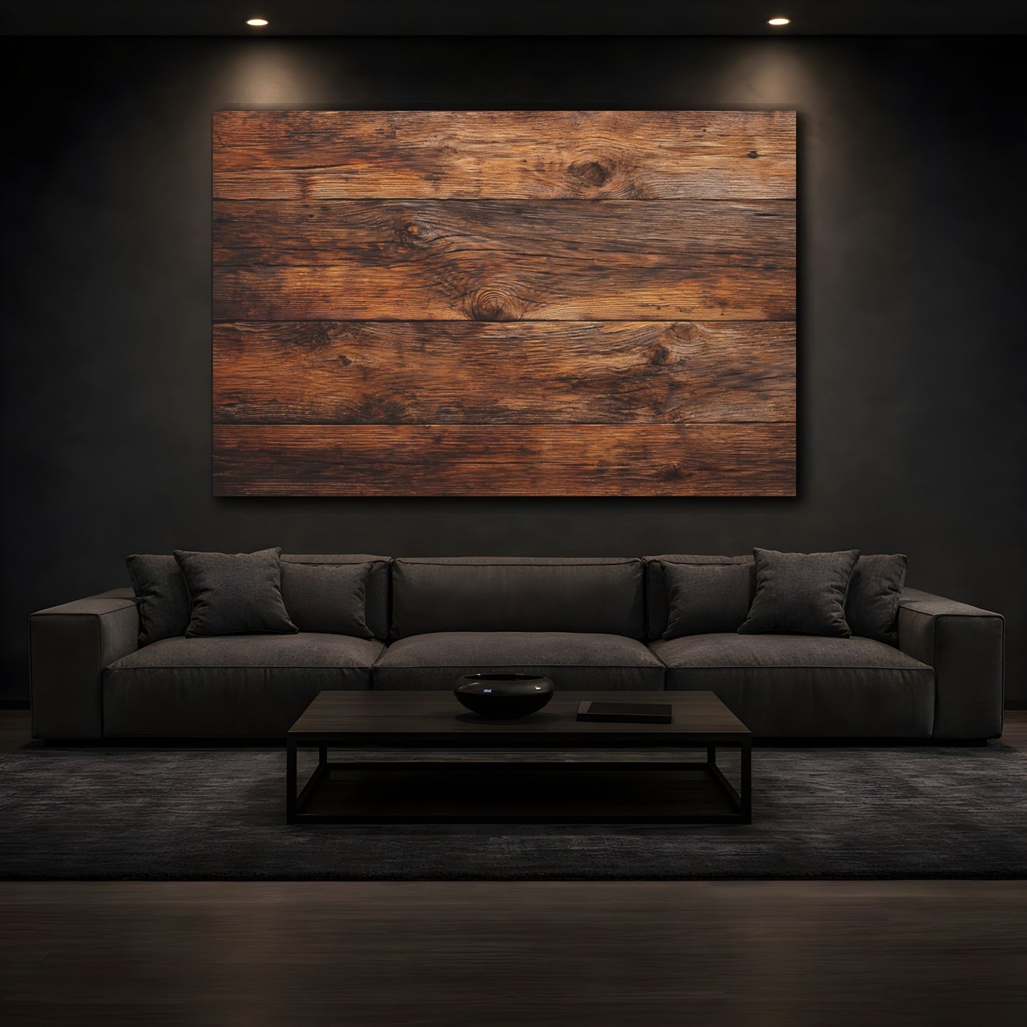 Mockup 4. Vintage Wooden Planks Brown Wood shown as stretched canvas wall art