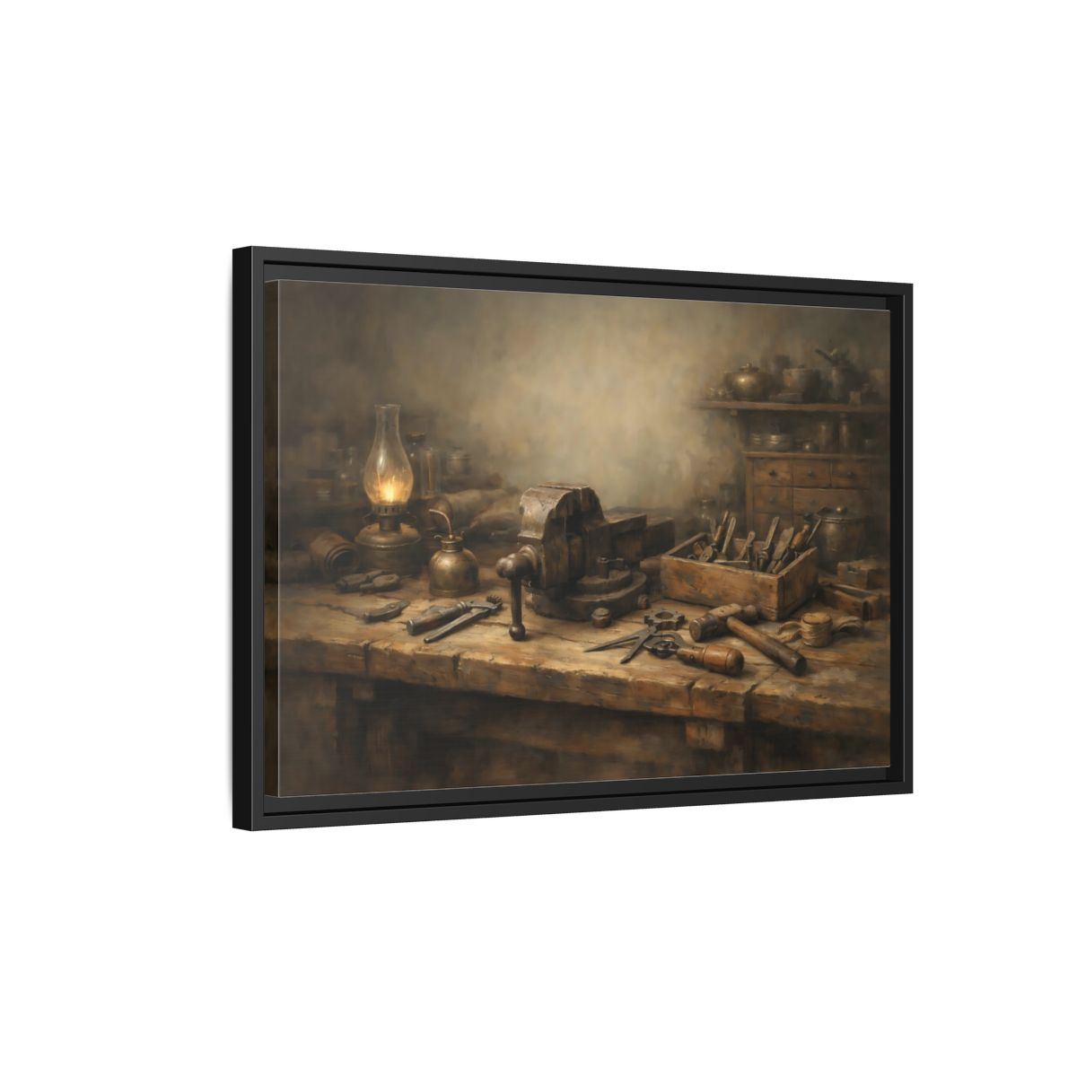 Side Mockup 3. Vintage Workbench Tools Vintage Workbench shown as stretched canvas wall art