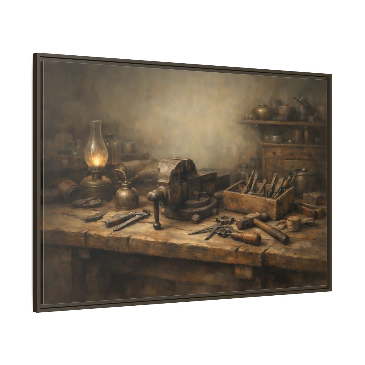 Main Mockup. Vintage Workbench Tools Vintage Workbench shown as stretched canvas wall art