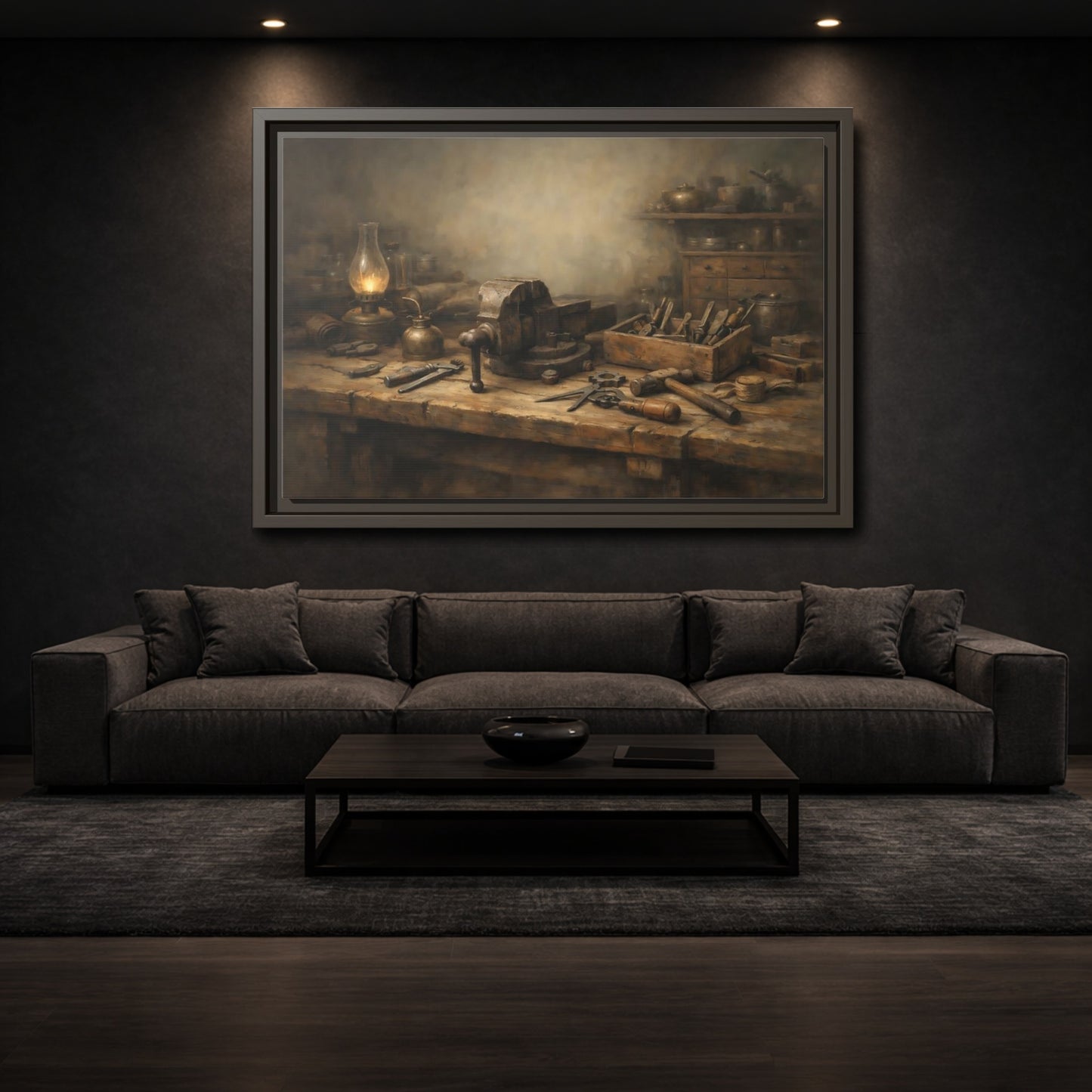 Mockup 2. Vintage Workbench Tools Vintage Workbench shown as stretched canvas wall art