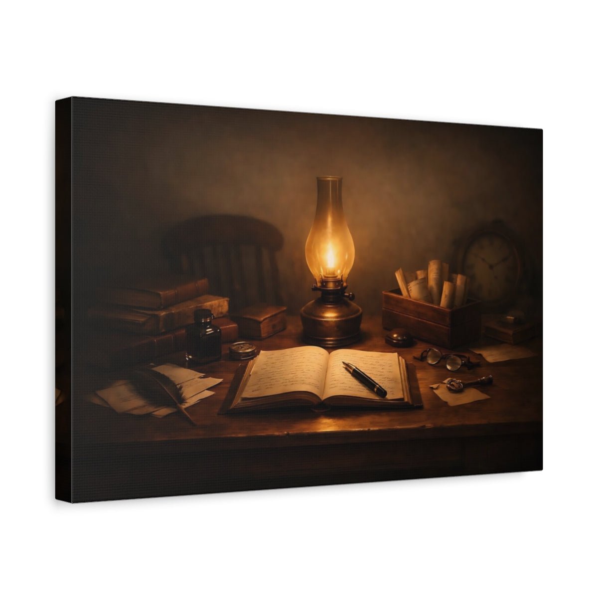 Vintage Writing Desk Study Scene - Canvas Wall Art Print - YesArtYes