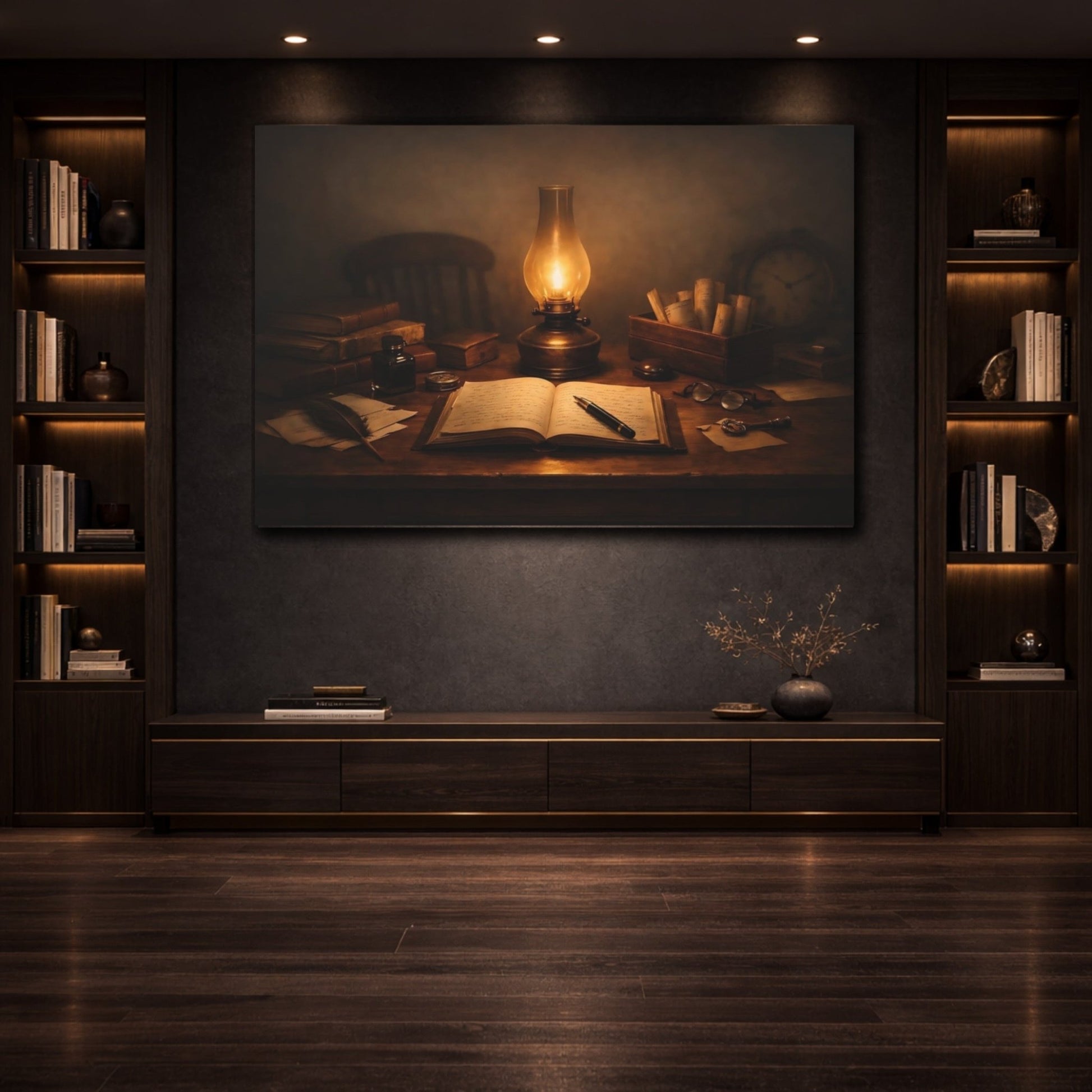 Vintage Writing Desk Study Scene - Canvas Wall Art Print - YesArtYes