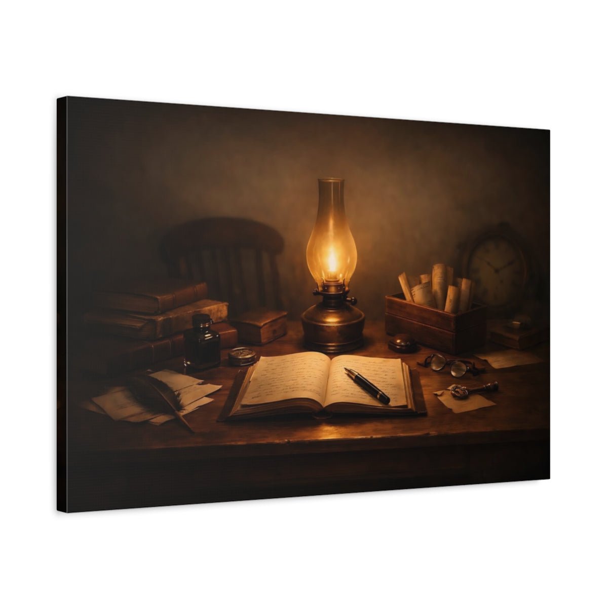 Vintage Writing Desk Study Scene - Canvas Wall Art Print - YesArtYes