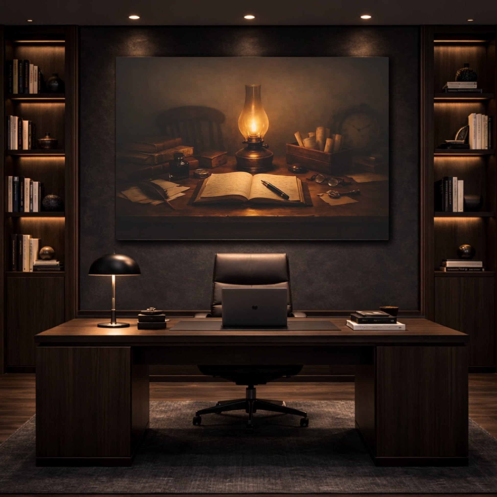 Vintage Writing Desk Study Scene - Canvas Wall Art Print - YesArtYes