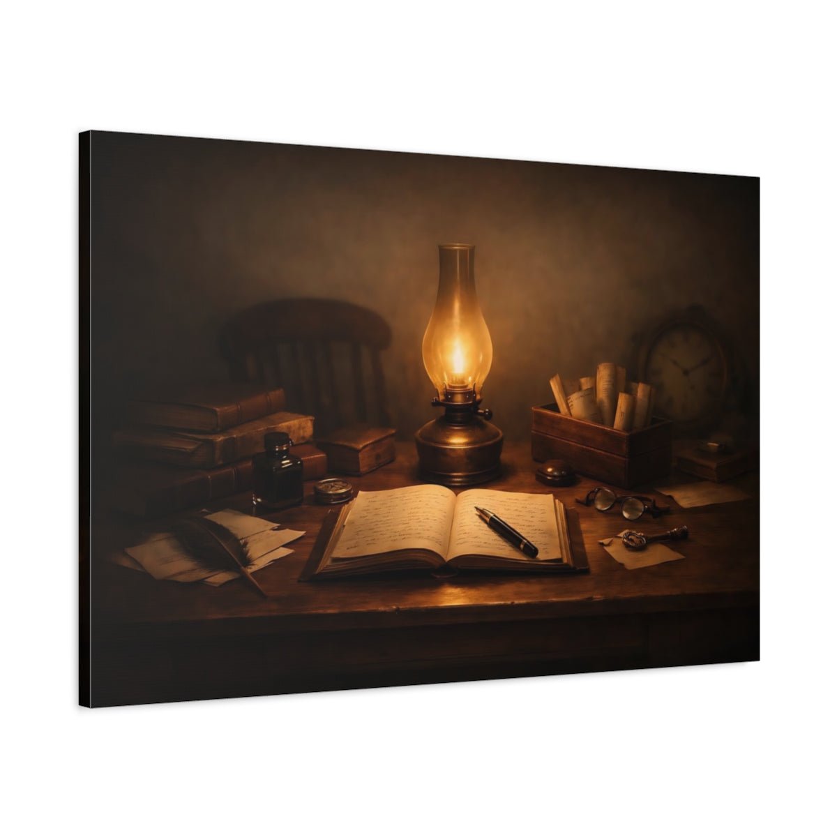Vintage Writing Desk Study Scene - Canvas Wall Art Print - YesArtYes