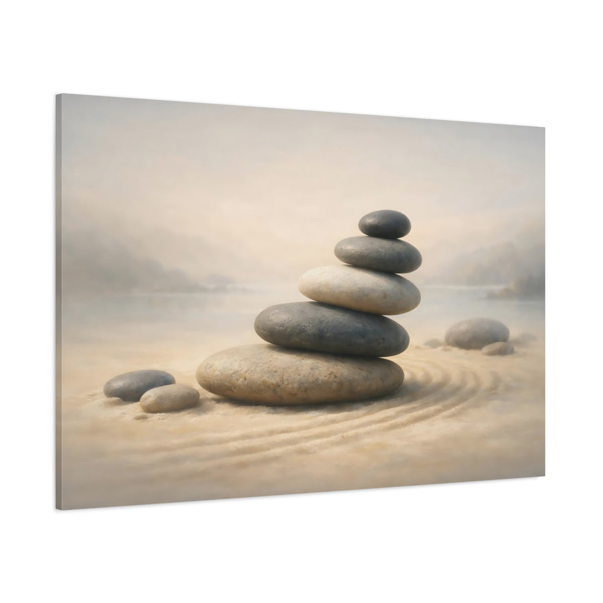 Vintage Zen Stones shown as stretched canvas wall art