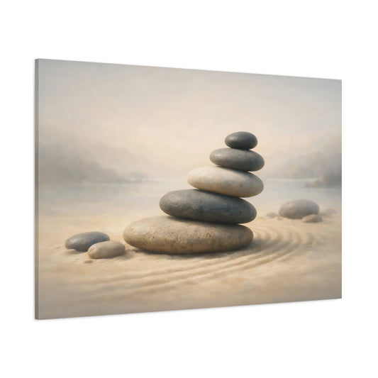 Vintage Zen Stones shown as stretched canvas wall art